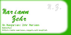 mariann zehr business card